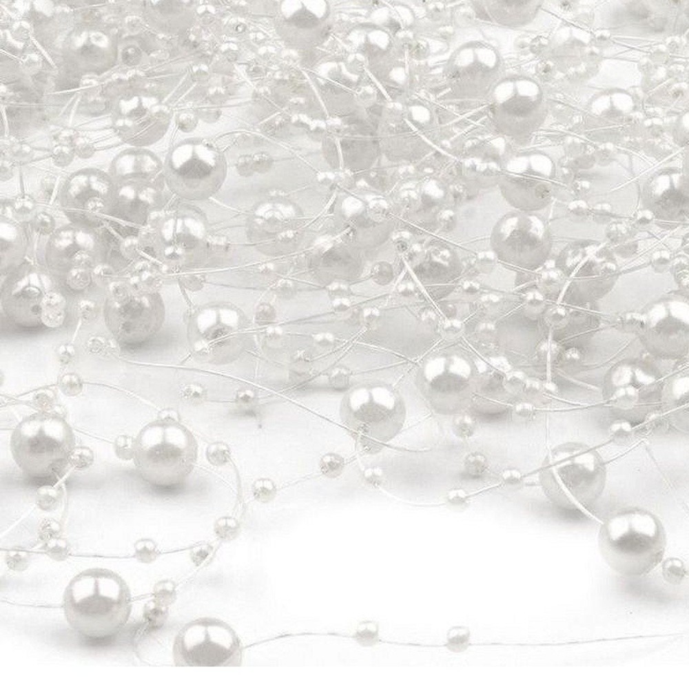 Nylon Pearls - white pearl 130cm / 12pcs