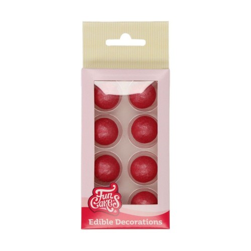 FunCakes pearl choco balls dark pink - ciemny róż - 8szt