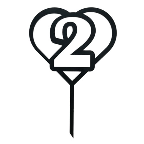 Cake topper - Number in the heart No.2
