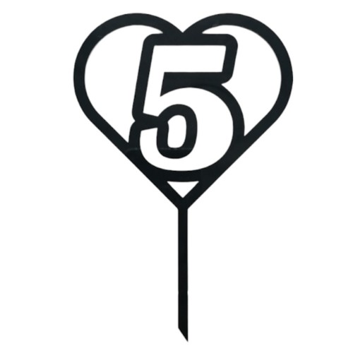 Cake Topper - Number in Heart No. 5