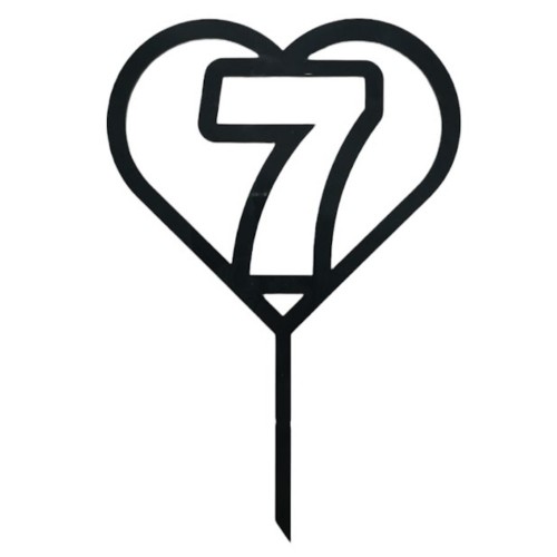 Cake topper - Number in the heart No.7
