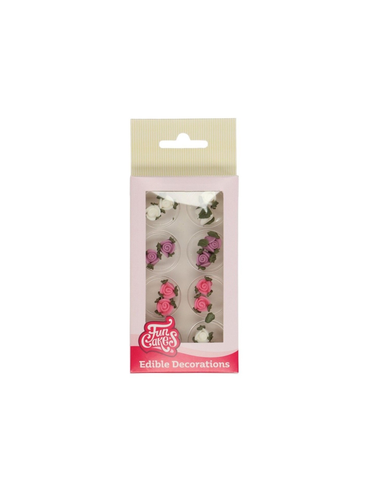 FunCakes Sugar paste decorations Roses with lieafs - Rosen mit Blättern - 16 Stück