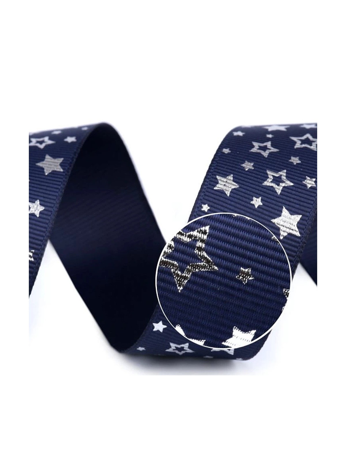 Rapeseed ribbon - Christmas star - dark blue - 25mm - 5m