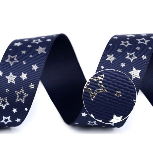 Dog collar - Christmas star - dark blue - 25mm - 5m