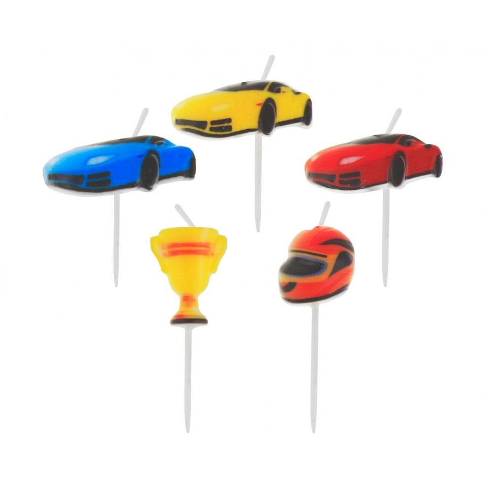 Cake candle - racing cars 5 pcs