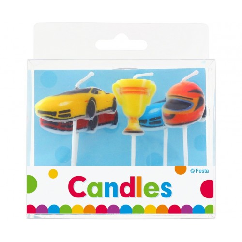 Cake candle - racing cars 5 pcs