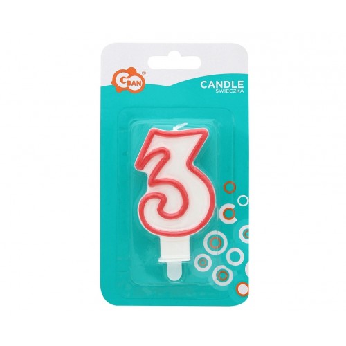 Cake candle with red border - number 3