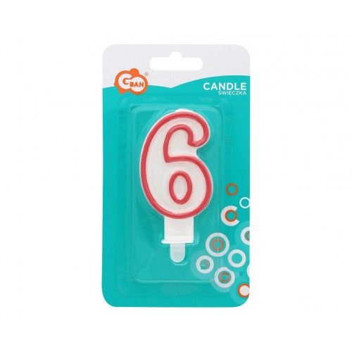 Cake candle with red border - number 6