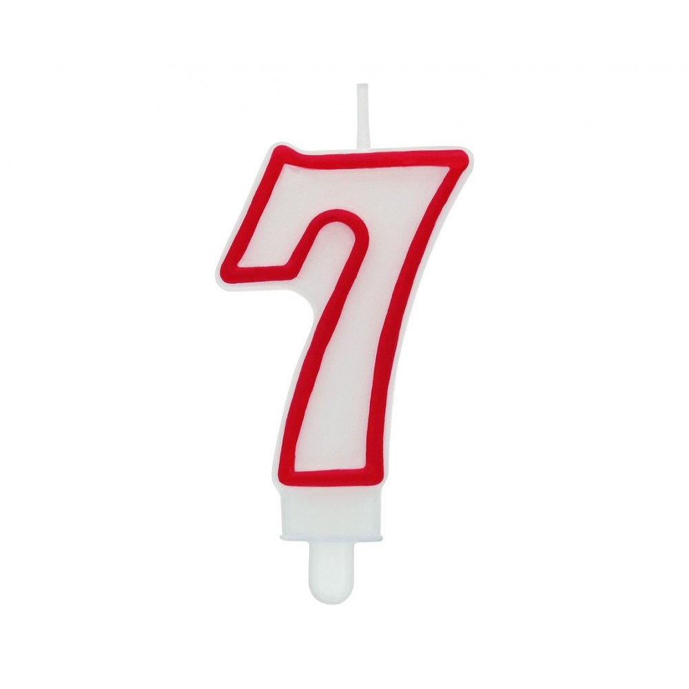 Cake candle with a red border - number 7