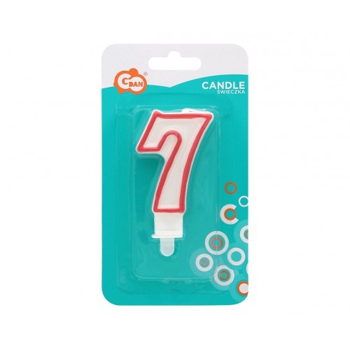 Cake candle with red border - number 7