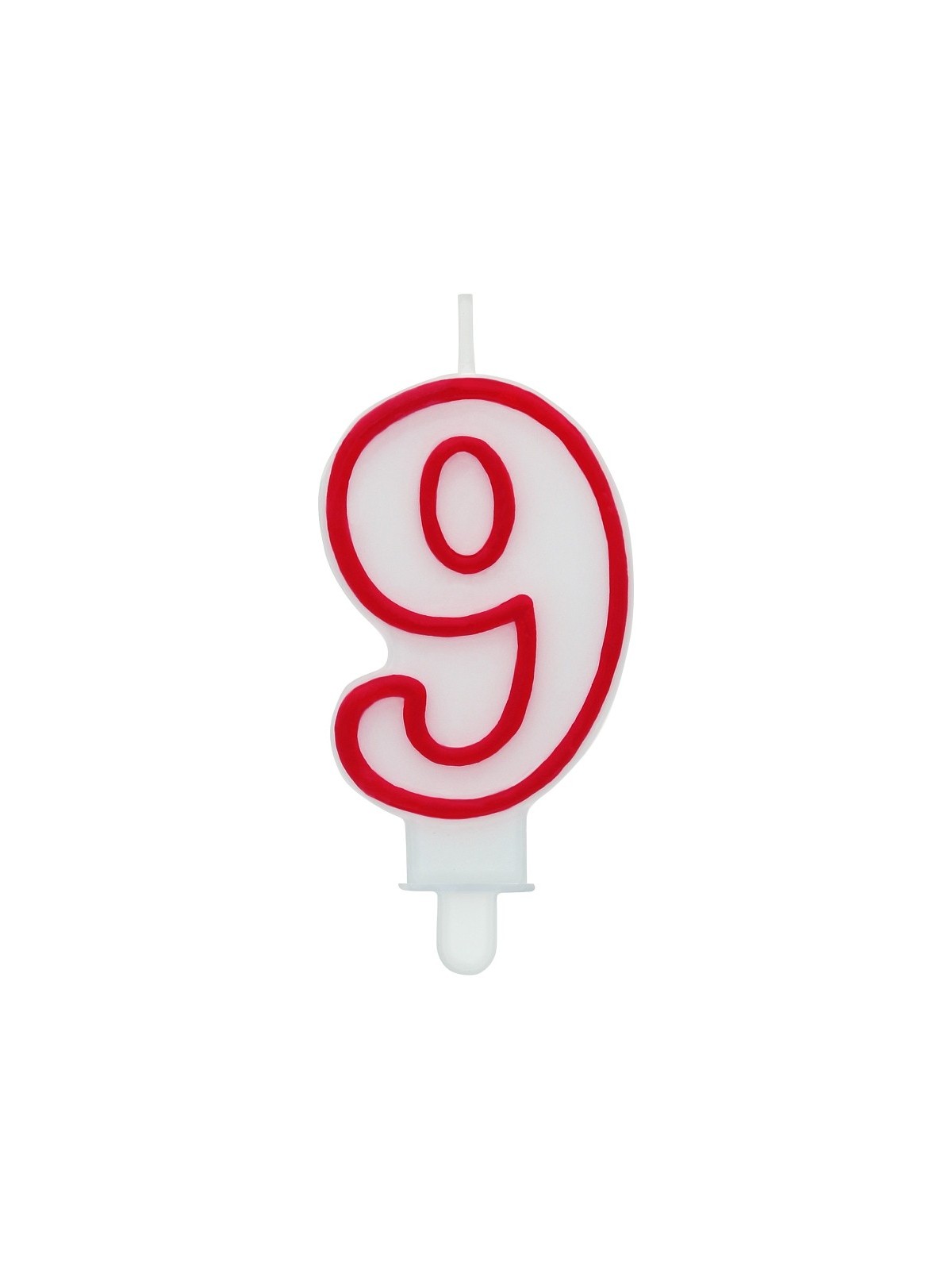 A cake candle with a red border - number 9