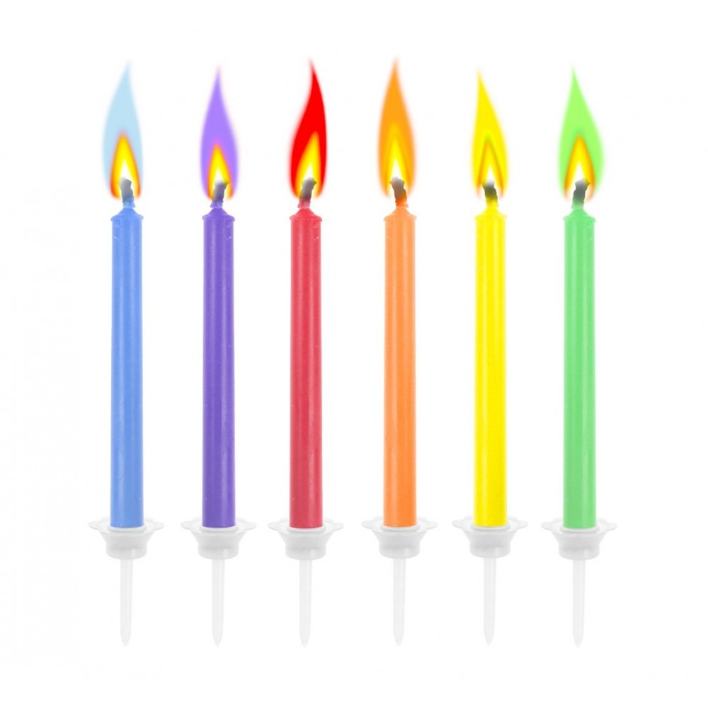 Candles with colored flame 6 pcs
