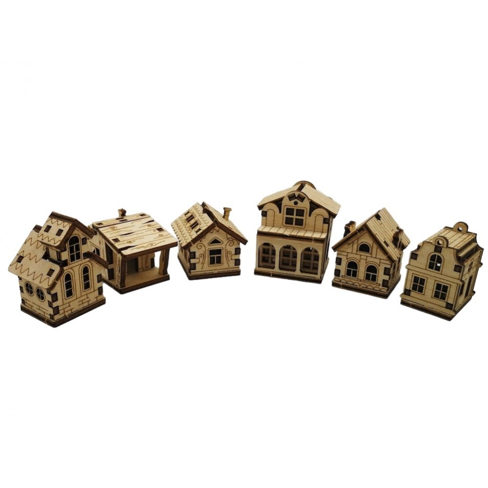 Decorative mini houses 6 pcs