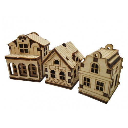 Decorative mini houses 6 pcs