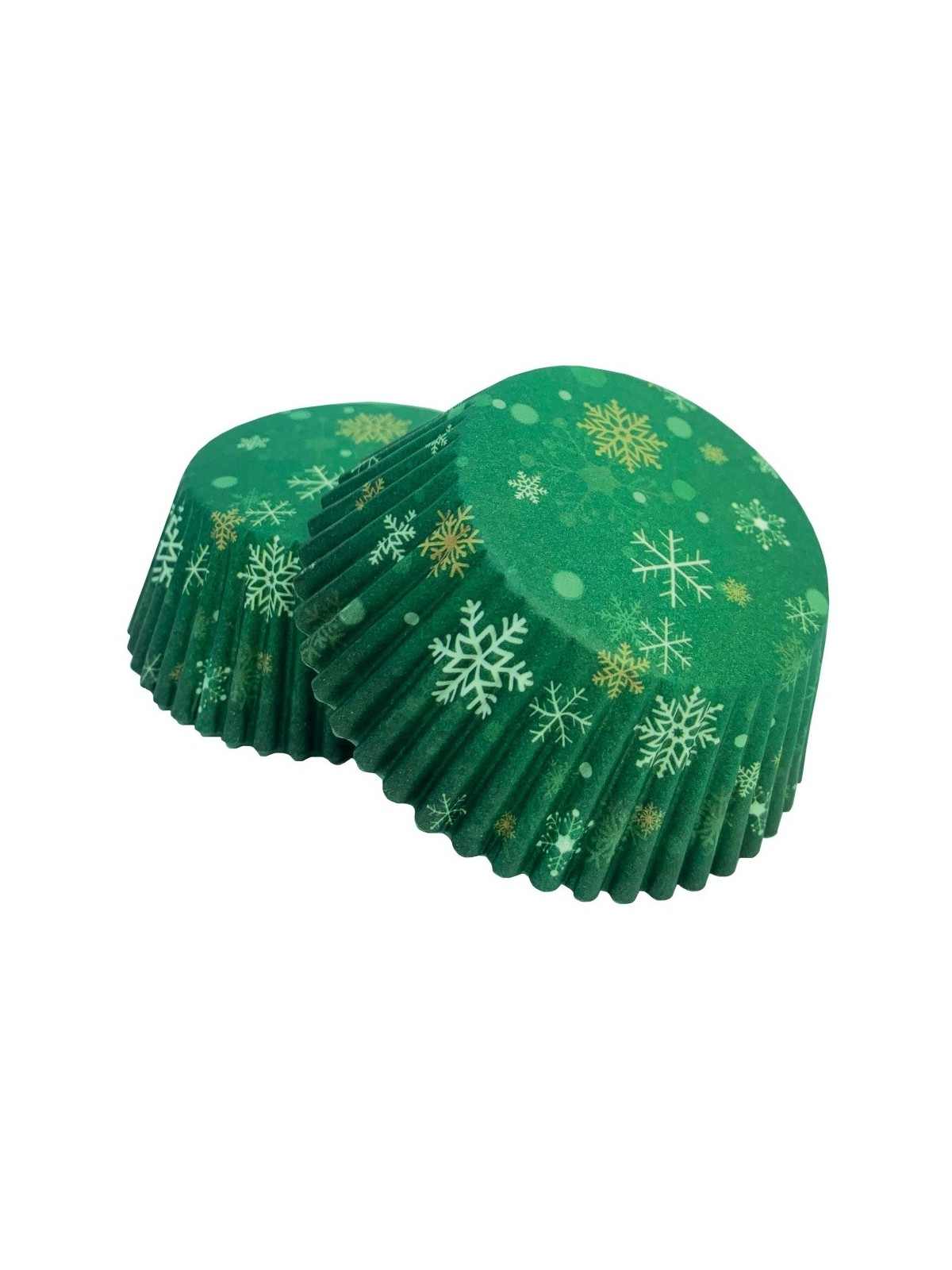Baking cups - green - snowflakes - 50 pcs
