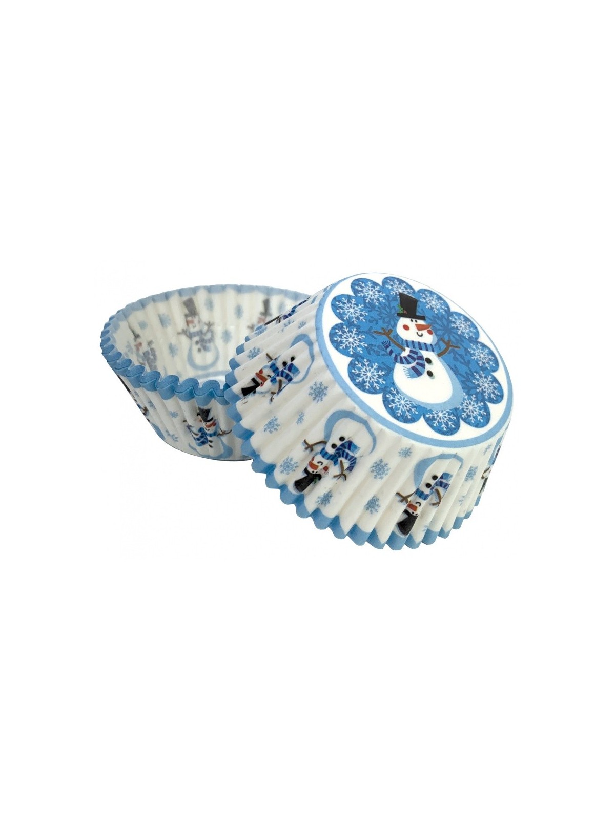 Pastry baskets - blue snowman - 50 pieces