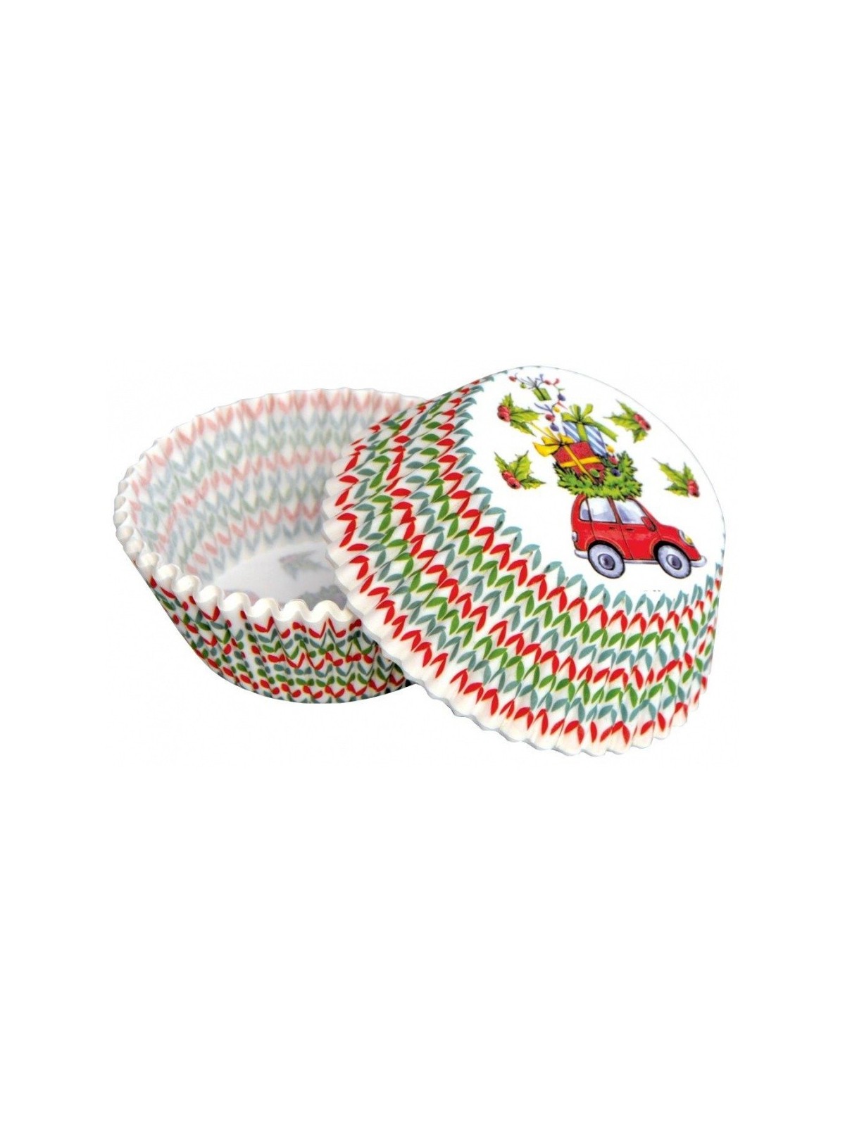 Baking cups - Christmas - loaded car - 50 pcs