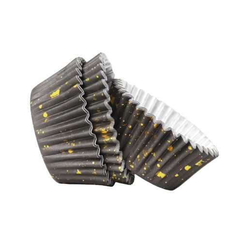 PME-Folie ausgekleidete Backförmchen - schwarz mit goldenen Sprenkeln - 30-tlg