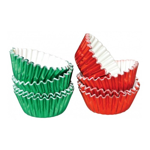 Aluminum pastry MINI baskets 2.5 x 1.7cm - green / red - 50pcs.