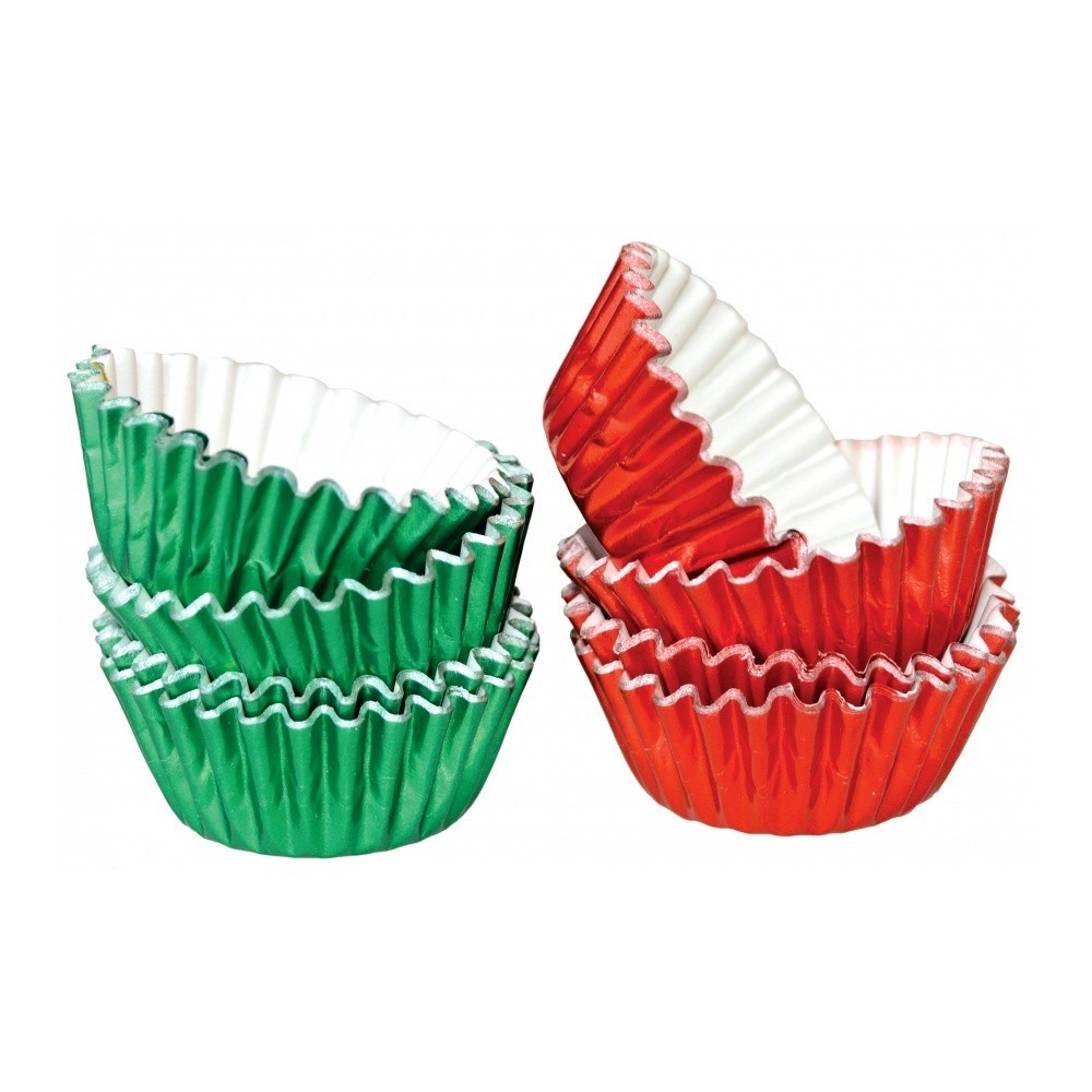 Hliníkové cukrářské MINI  košíčky 2,5 x 1,7cm - zelený / červený - 50ks