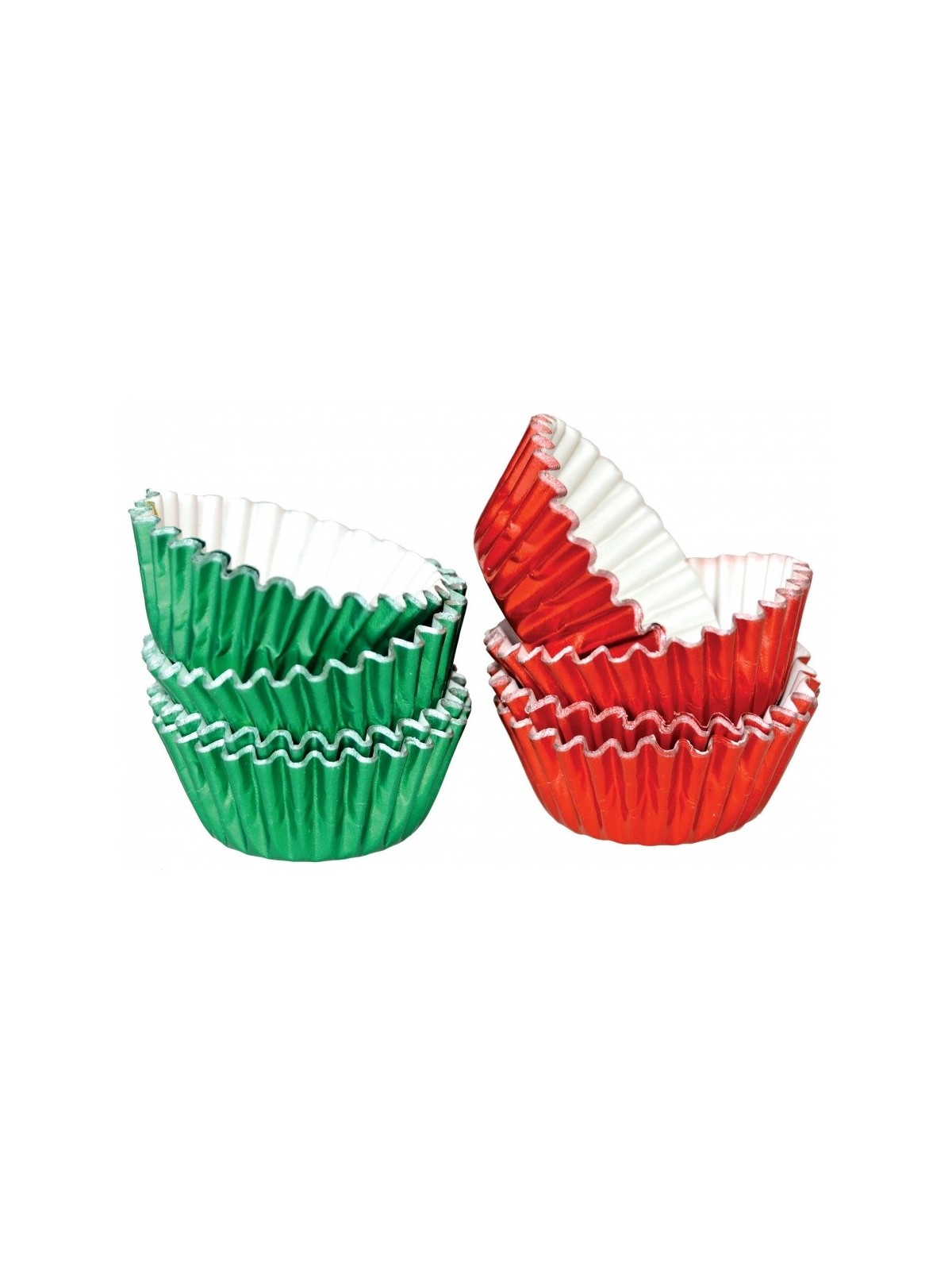 Aluminum pastry MINI baskets 2.5 x 1.7 cm - green / red - 50 pcs
