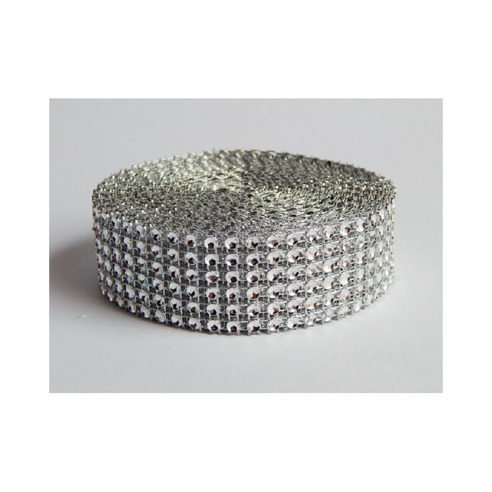 "Diamantový" pás - stříbrný 3cm x 4,57m