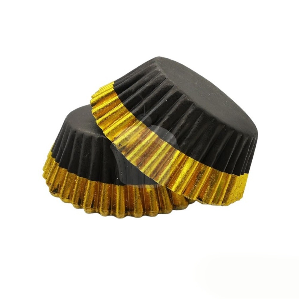 PME confectionery foil cups - black with gold rim - 30 pcs