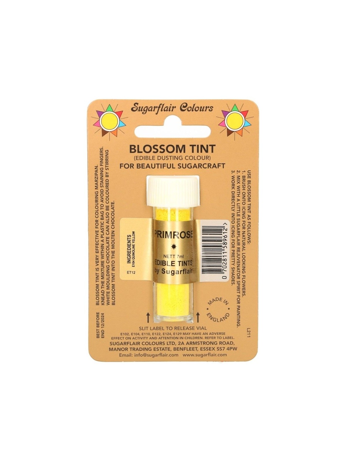 Sugarflair prášková farba - prášková farba - Primrose - žltá - 7 ml.