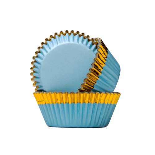 PME Foil Lined Baking Cups - Blue with Gold Edge - 30 pcs