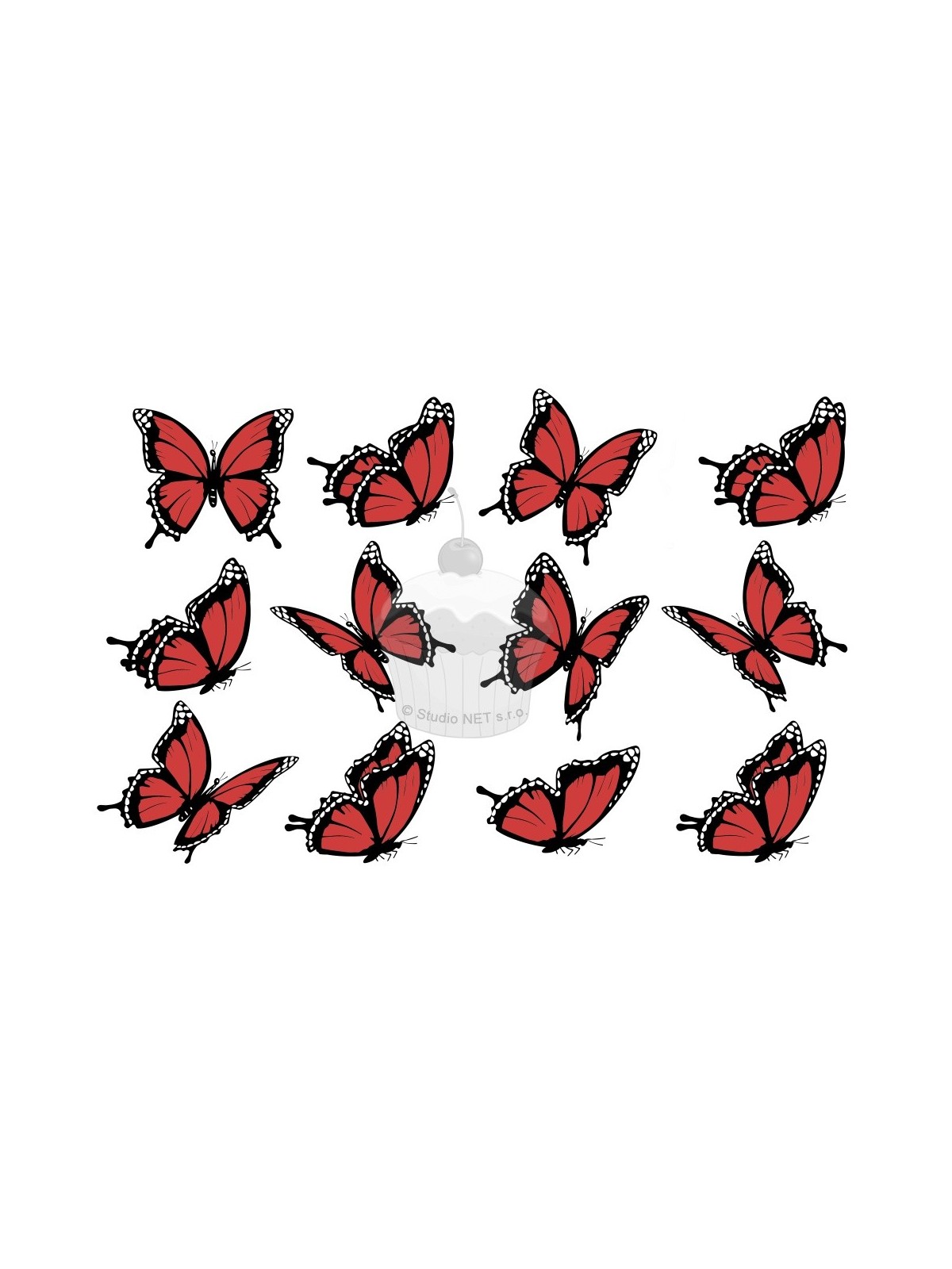 "Motyle czerwone 12 szt" - A4