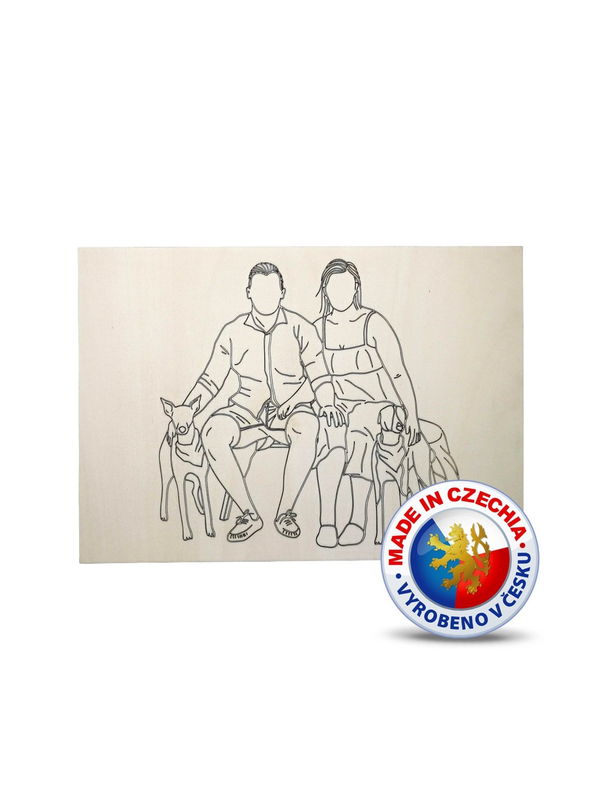 Wooden coloring pages - Couple and dogs