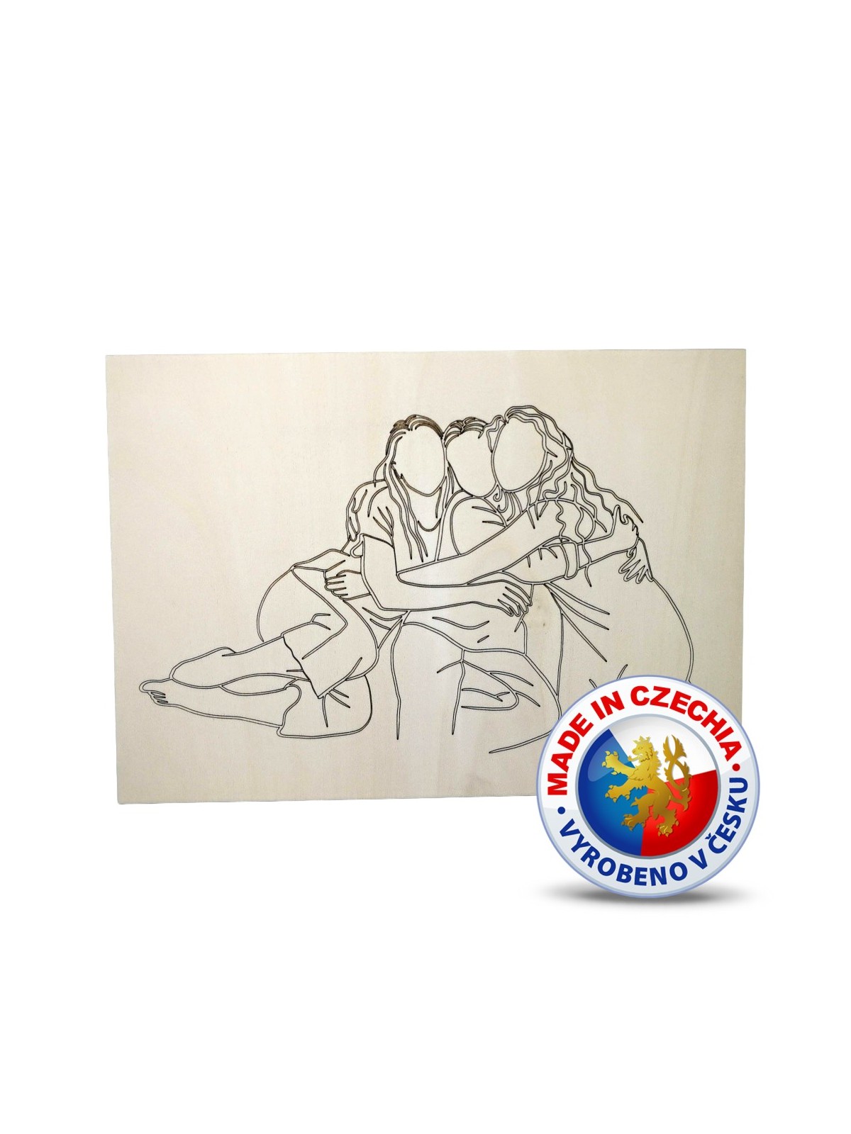 Wooden Coloring Sheets - Girls Embracing