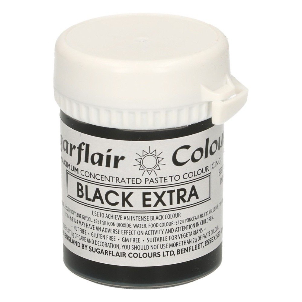 Sugarflair gelová barva extra Black - extra černá 42g