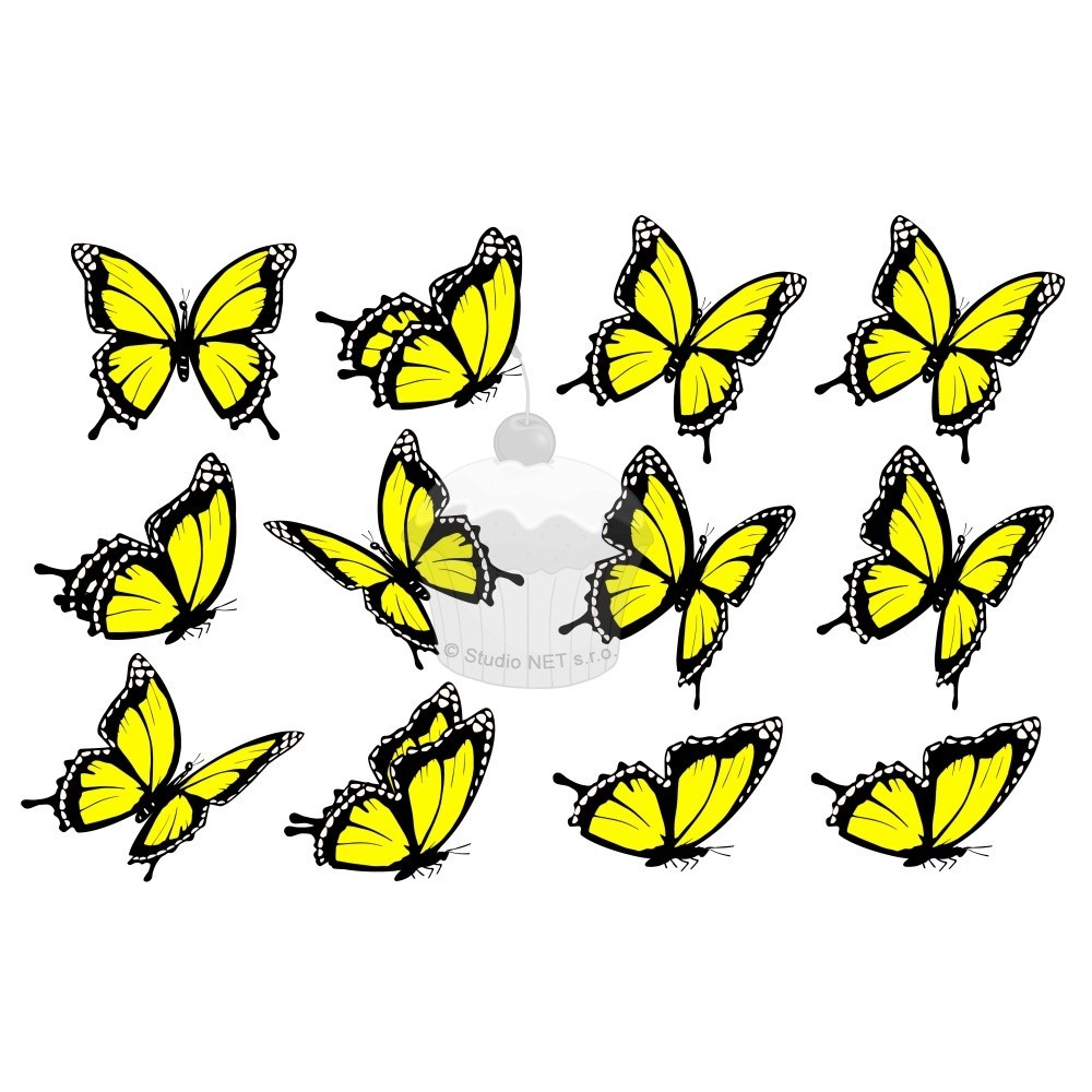 "Butterflies yellow 12pcs" - A4