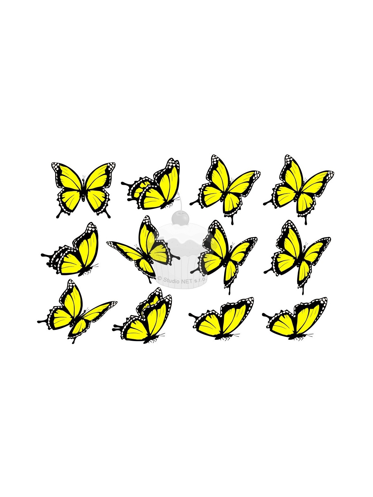 "Yellow butterflies 12 pcs" - A4