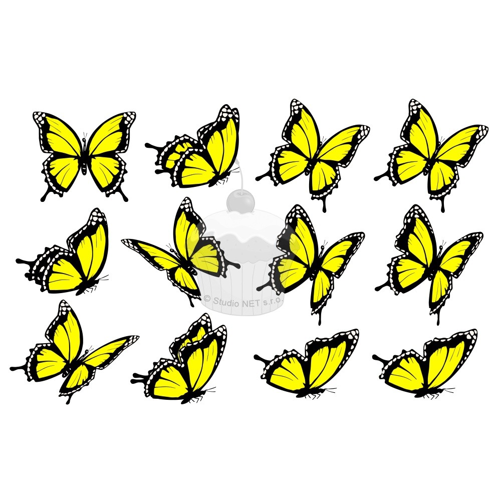 "Motýli žlutí 12ks" - A4