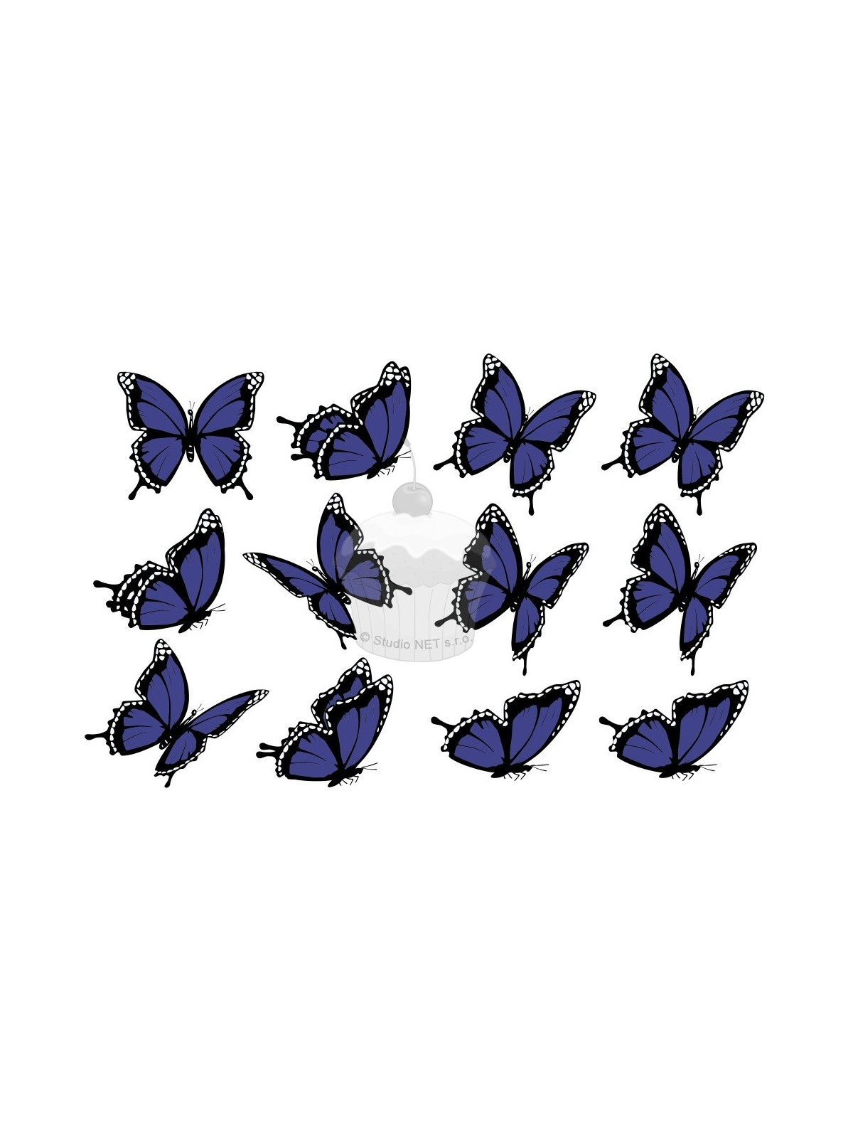 "Motýli navy 12ks" - A4