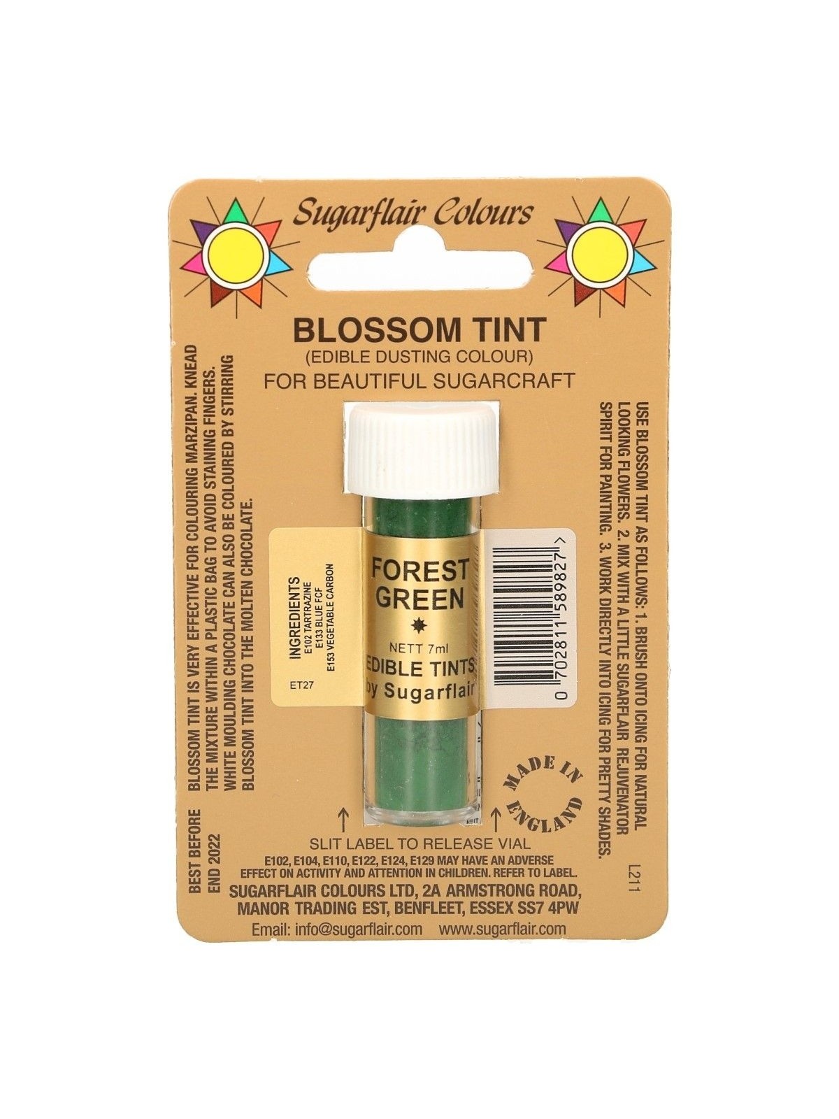 Sugarflair Blossom Tint Dusting Colours - FOREST GREEN- 7ml
