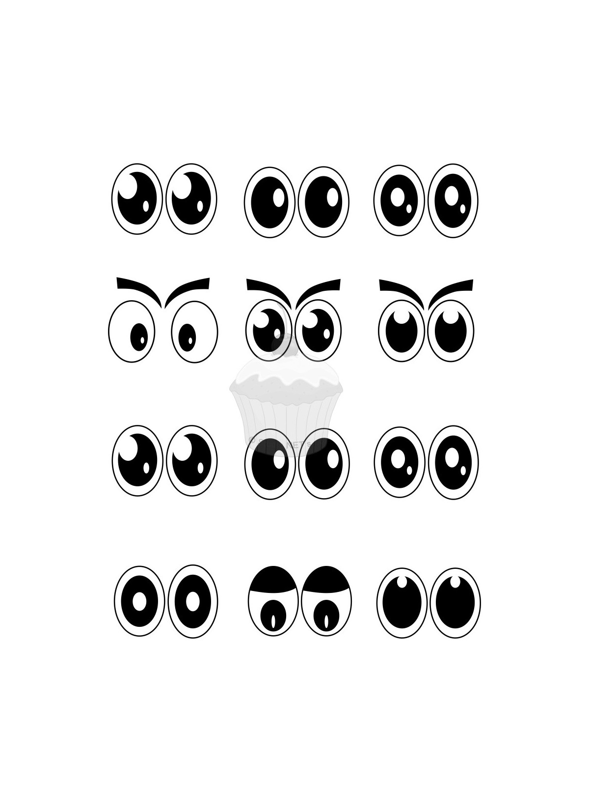 Essbares Papier "Cartoon Eyes 10" A5.