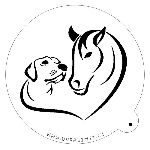 Stencil šablona - Srdce kůň a pes