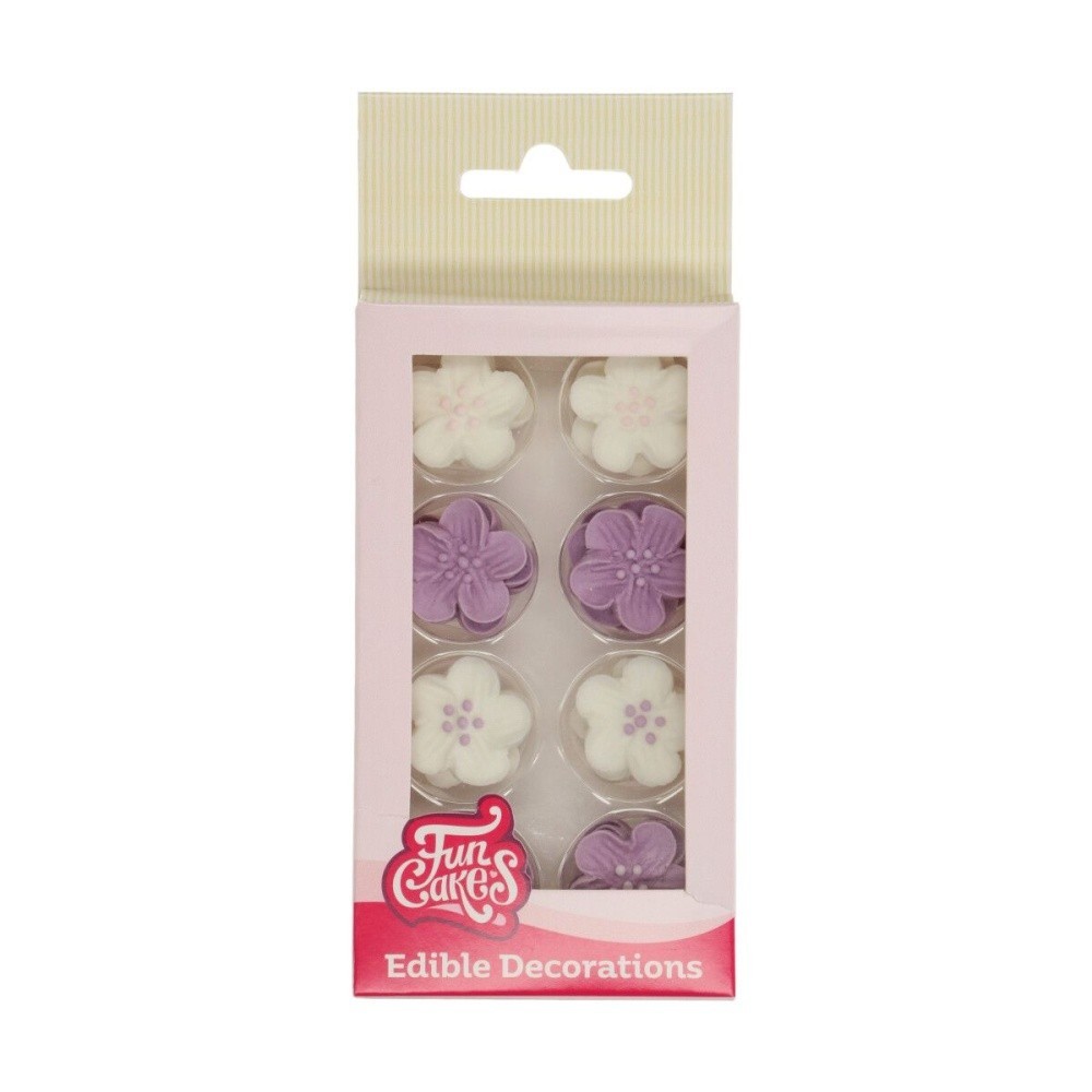 Dekoracja cukiernicza FunCakes Flower mix purple - fioletowe kwiatki 24 sztuki