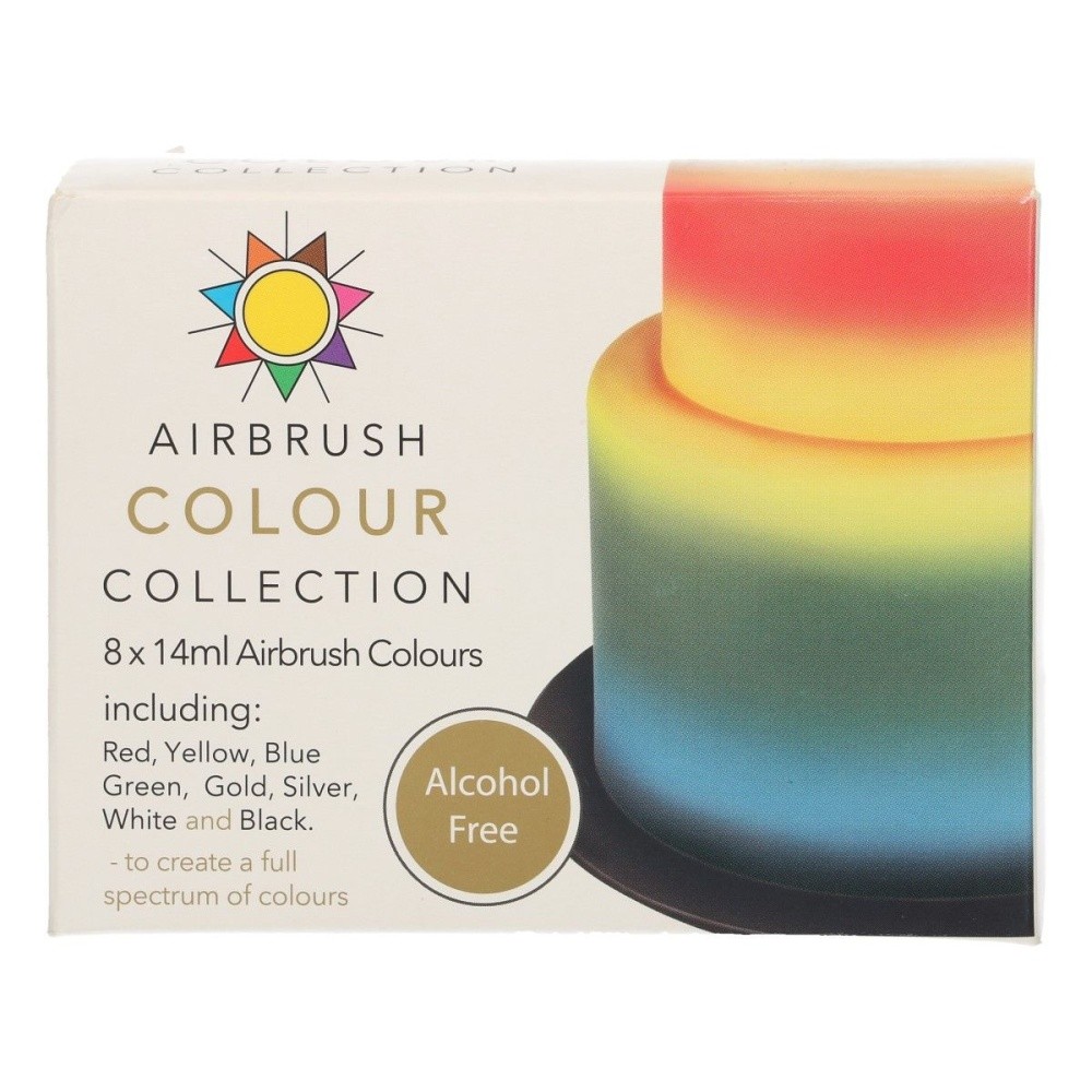 Sugarflair airbrush color collection set - ALCOHOL FREE - 8 x 14ml