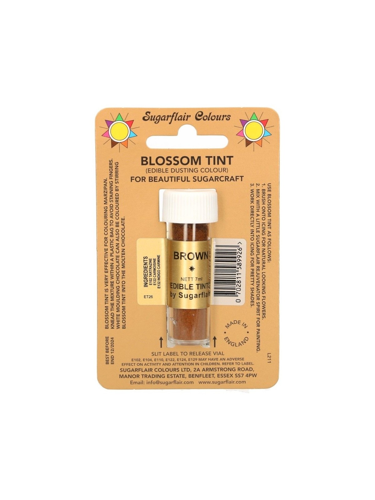 Sugarflair Blossom Tint Dusting Colours - BROWN - 7ml