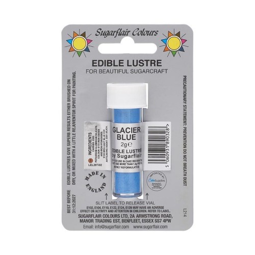 Sugarflair Edible Lustre Colour - GLACIER BLUE  2g