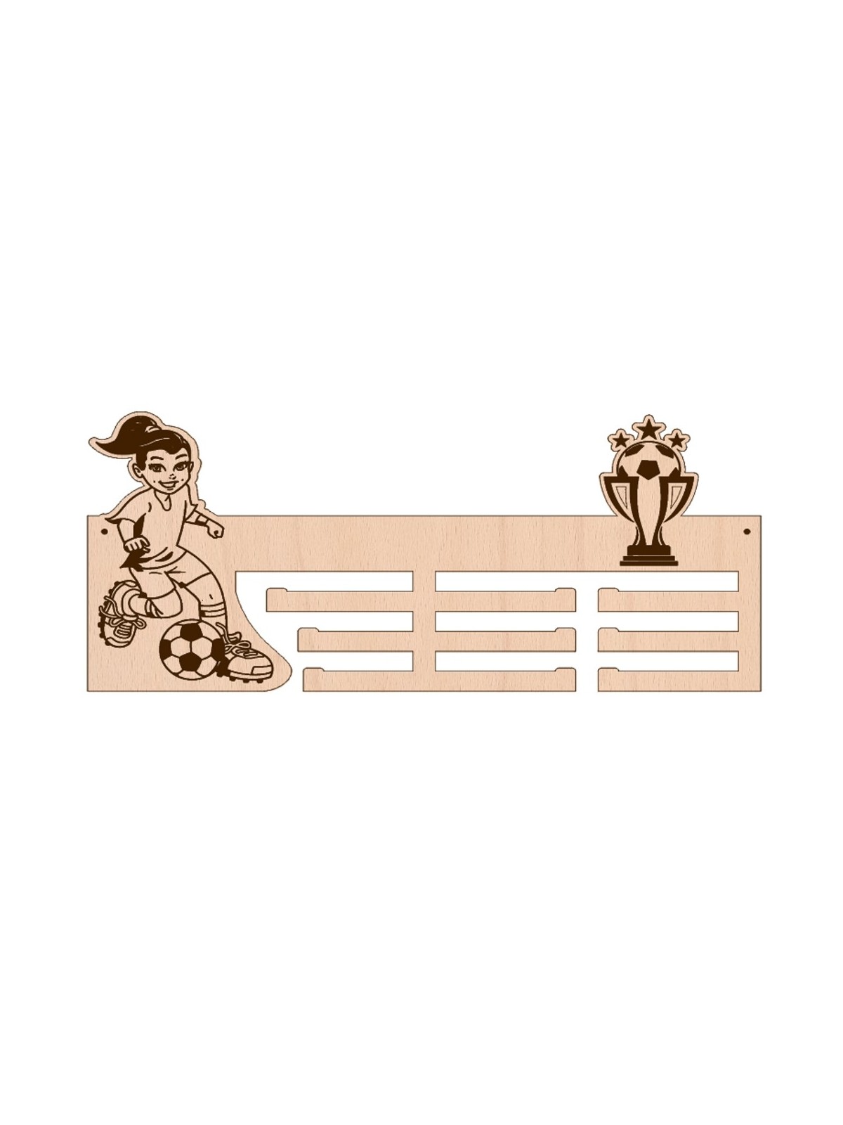 Dřevěný věšák na medaile - Dívčí fotbal