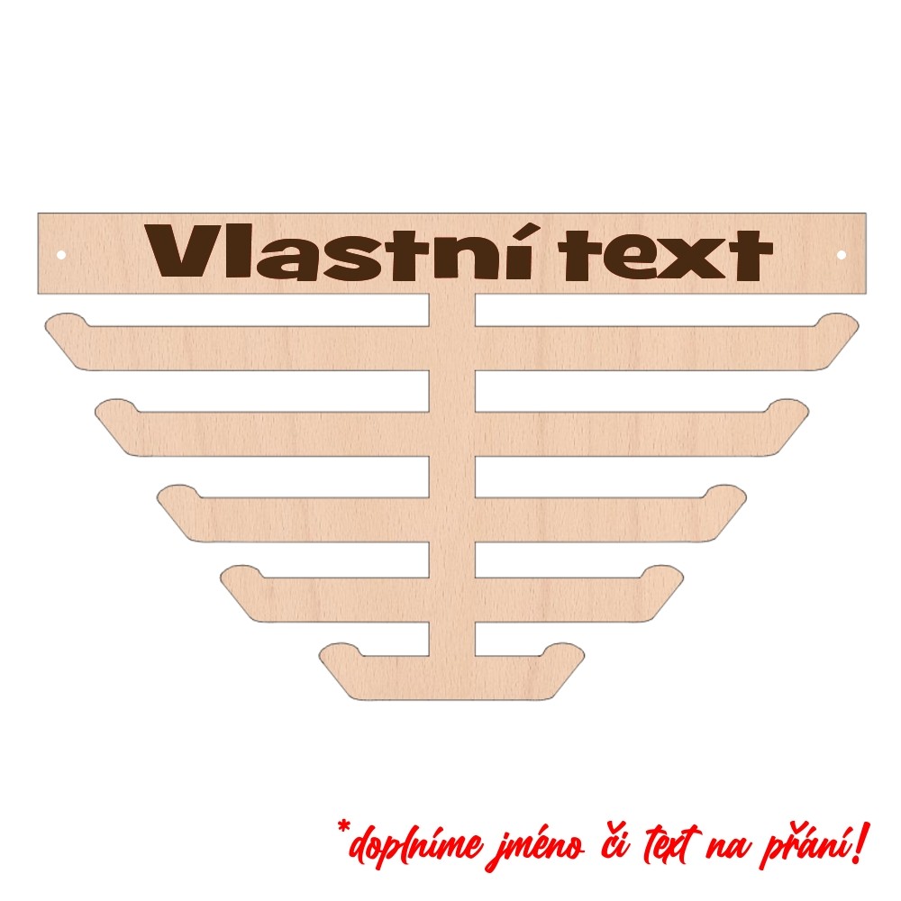 Dřevěný věšák na medaile - 02 XL, Přidat text