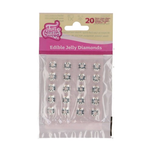 FunCakes – Klare essbare Jelly-Diamanten, 10 mm