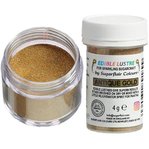 Sugarflair edible pearlescent powder colour - gold - Antique Gold 4g