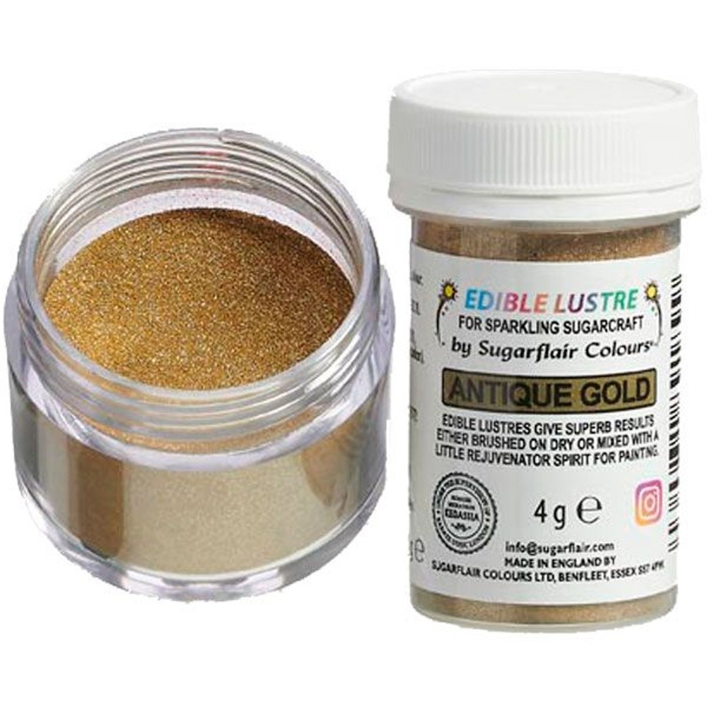 Sugarflair essbares Puderperlglanzfarbe - Gold - Antikgold 4g