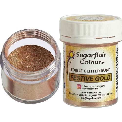 Sugarflair jedlá prachová perleťová farba - zlatá - Festive Gold 10g